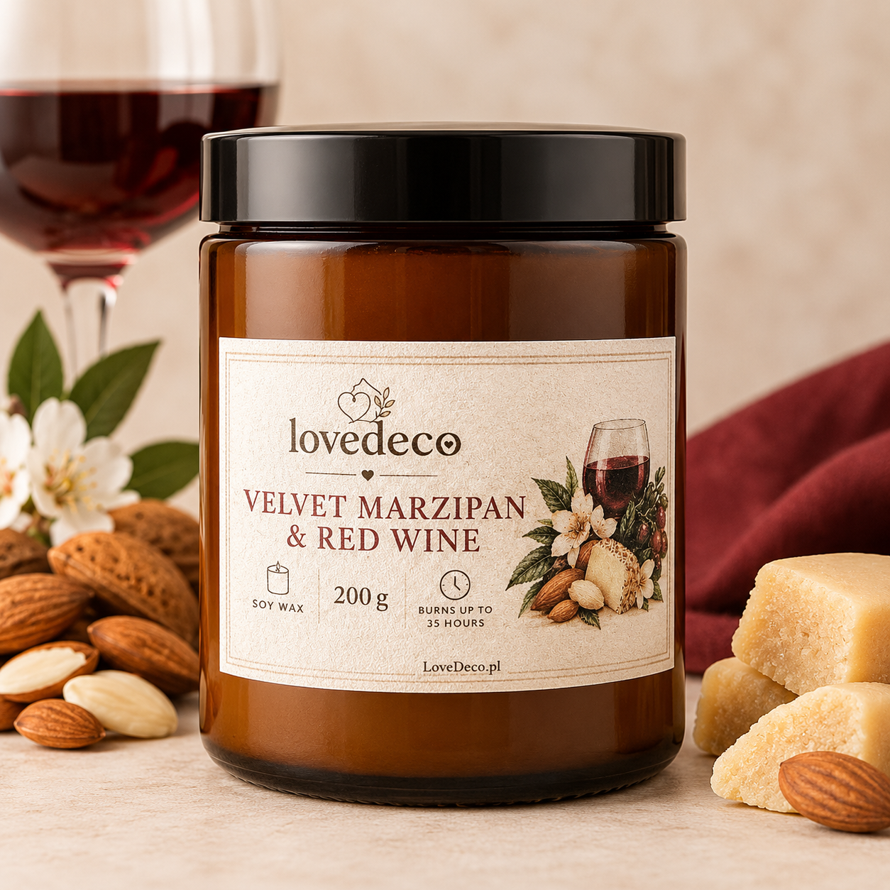 Velvet Marzipan&Red Wine Świeca sojowa 200g